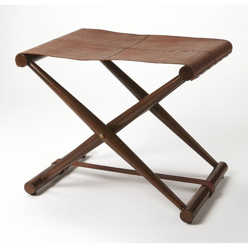 Sutton Leather Folding Stool Brown - Butler Specialty