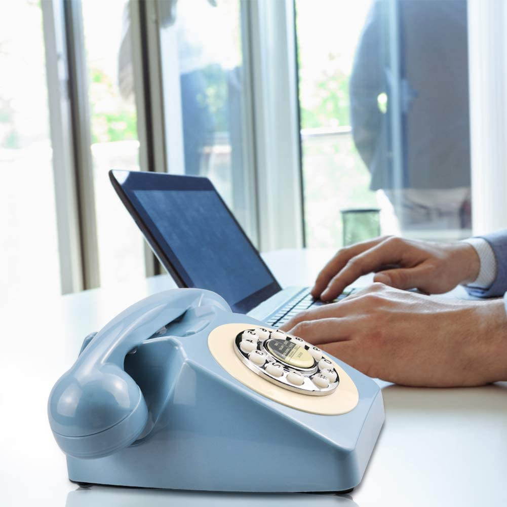 Rotary Design Retro Landline Phone for Home,Old Fashioned Corded Telephone with Classic Metal Bell Push Button Technology