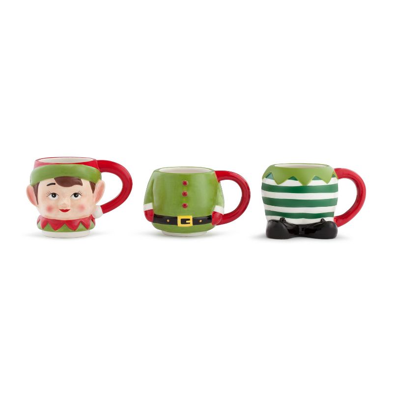 12oz 3pk Ceramic Elf Stacking Mugs - Mr. Christmas