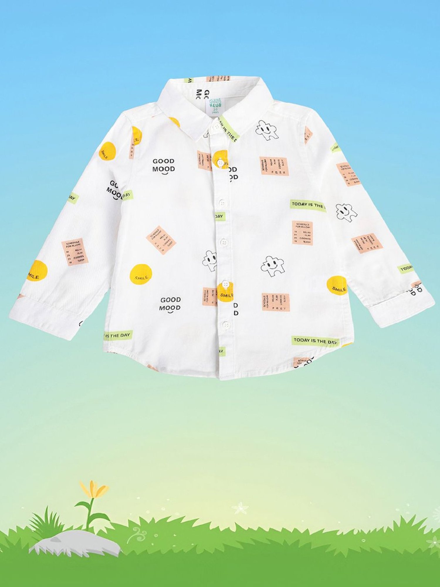 MINIKLUB Kids White Printed Full Sleeves Shirt