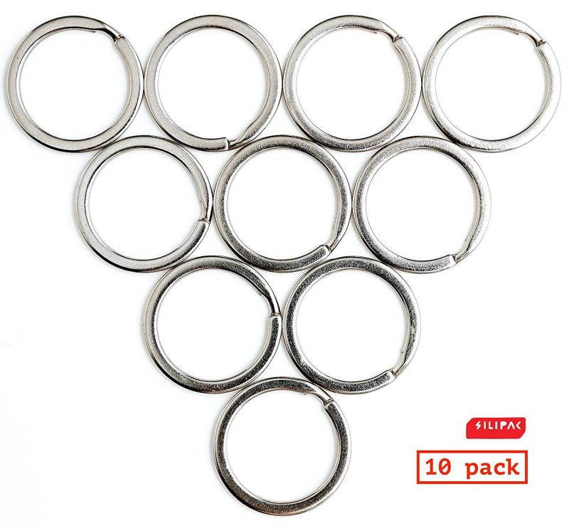 Silipac Metal Key Rings Heavy Duty Keyrings Bulk Stainless Steel Belt Loop Tags Split Car Stationery Chains Tag Loops Round Office Supplies Home Keychains Large Flat Ring Chain Organizer Holder