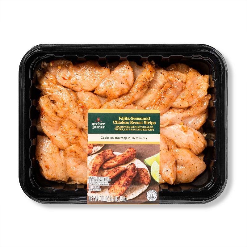 Fajita Seasoned Chicken Breast Strips Meal Kit - 16oz - Serves 2 - Archer Farms™