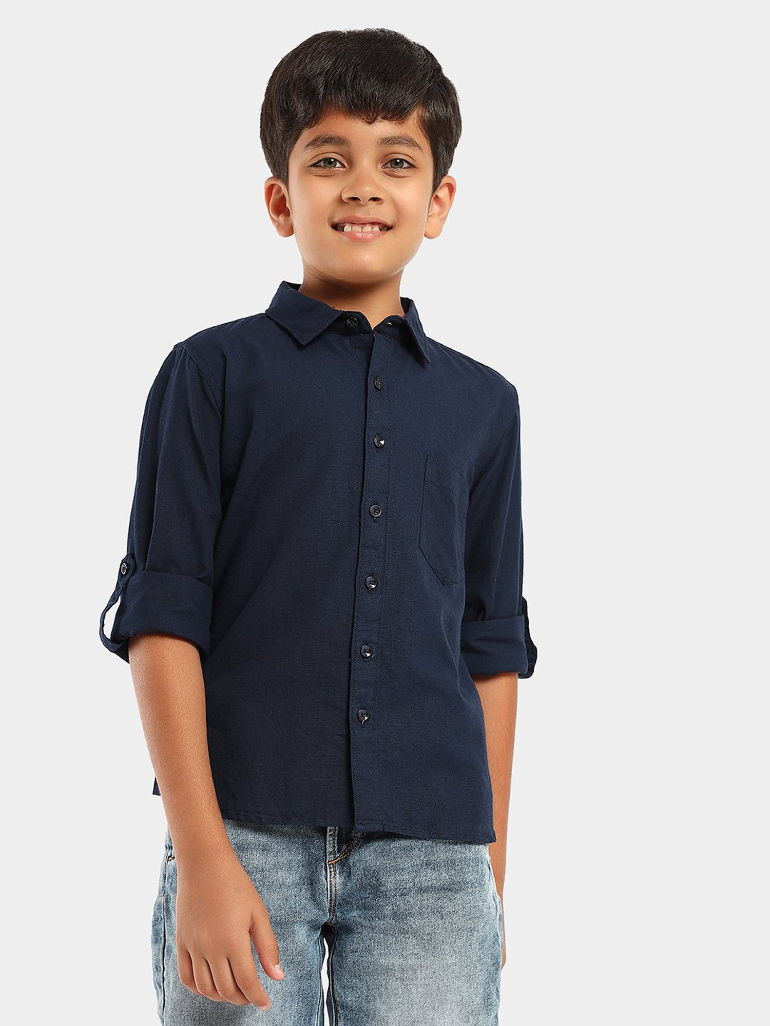 LilPicks Kids Navy Solid Shirt