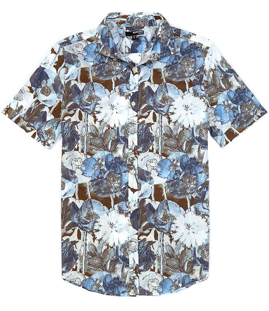 Visconti Geo Floral Print Short-Sleeve Woven Shirt