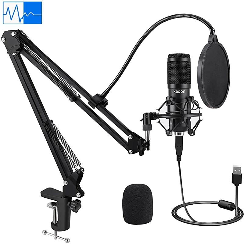 USB Condenser Microphone  192KHZ24Bit Plug Play PC Streaming Mic USB Microphone Kit with Professional Sound Chipset Boom Arm Set Studio Cardioid Mic for Recording YouTube Gaming Podcasting
