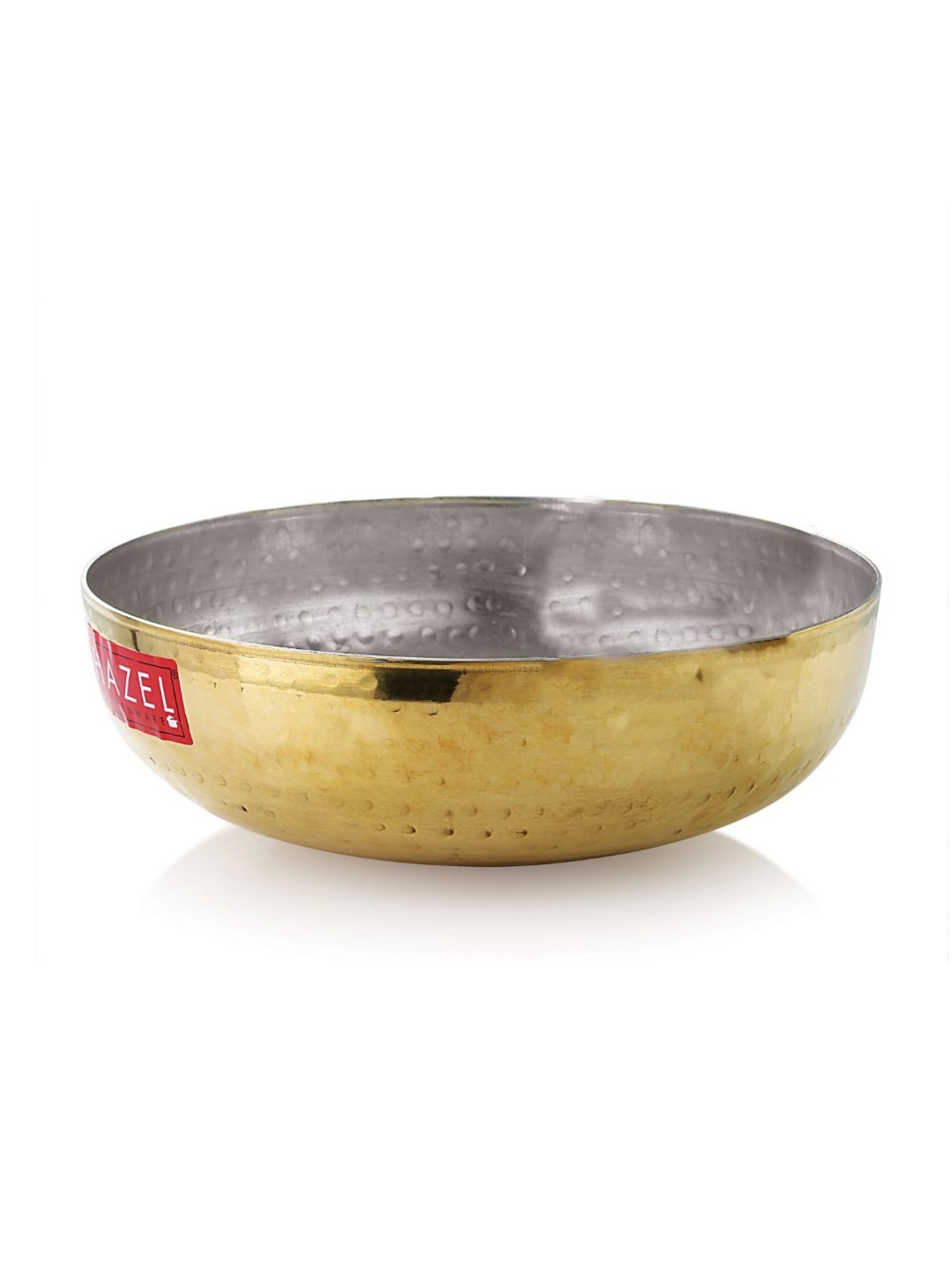 HAZEL Gold Brass Hammered Tasra Kadhai with Kalai 17.5cm (1 L)