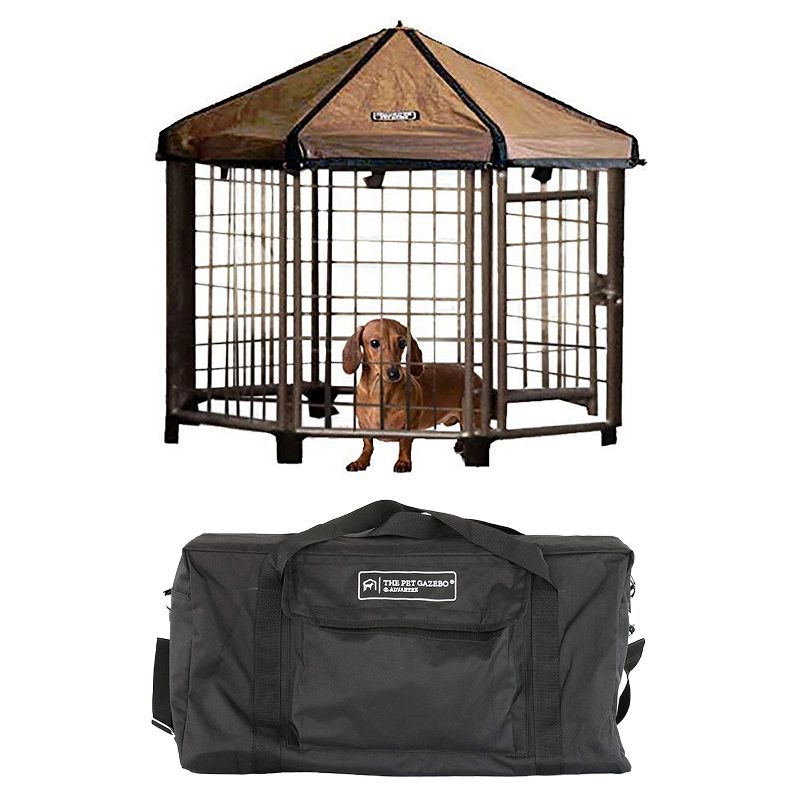 Advantek 3 Foot Portable Indoor Outdoor Galvanized Steel Pet and Dog Gazebo & 3 Foot Indoor Outdoor Pet Gazebo Heavy Duty Carry Tote Bag, Black