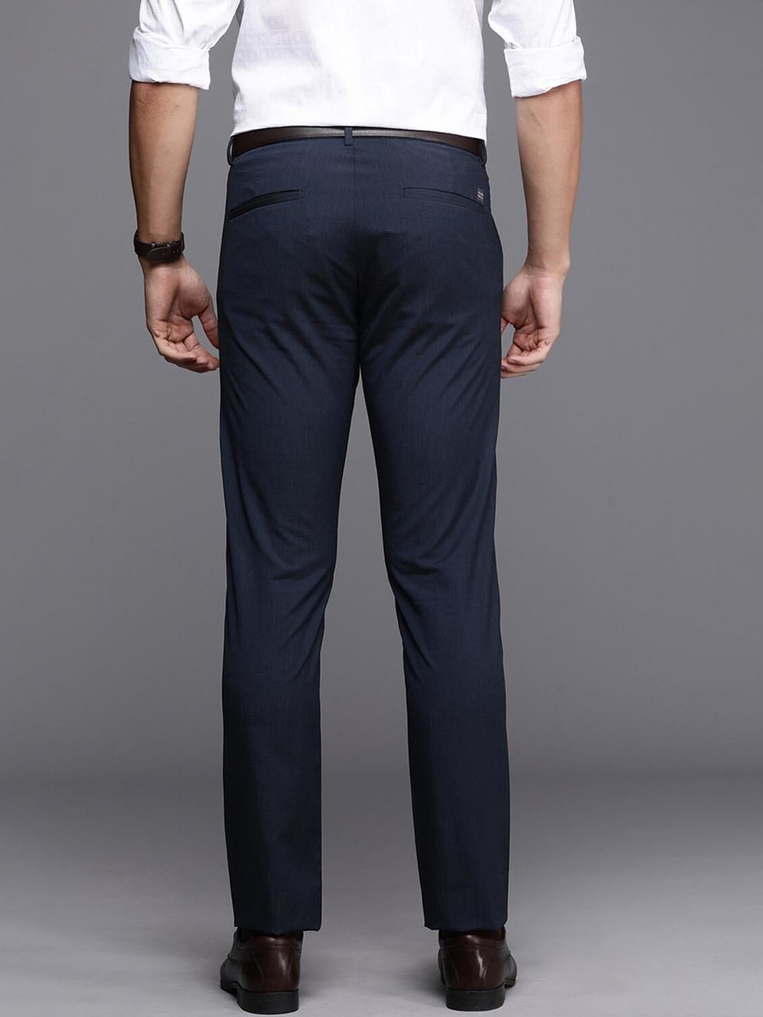 Allen Solly Navy Slim Fit Trousers