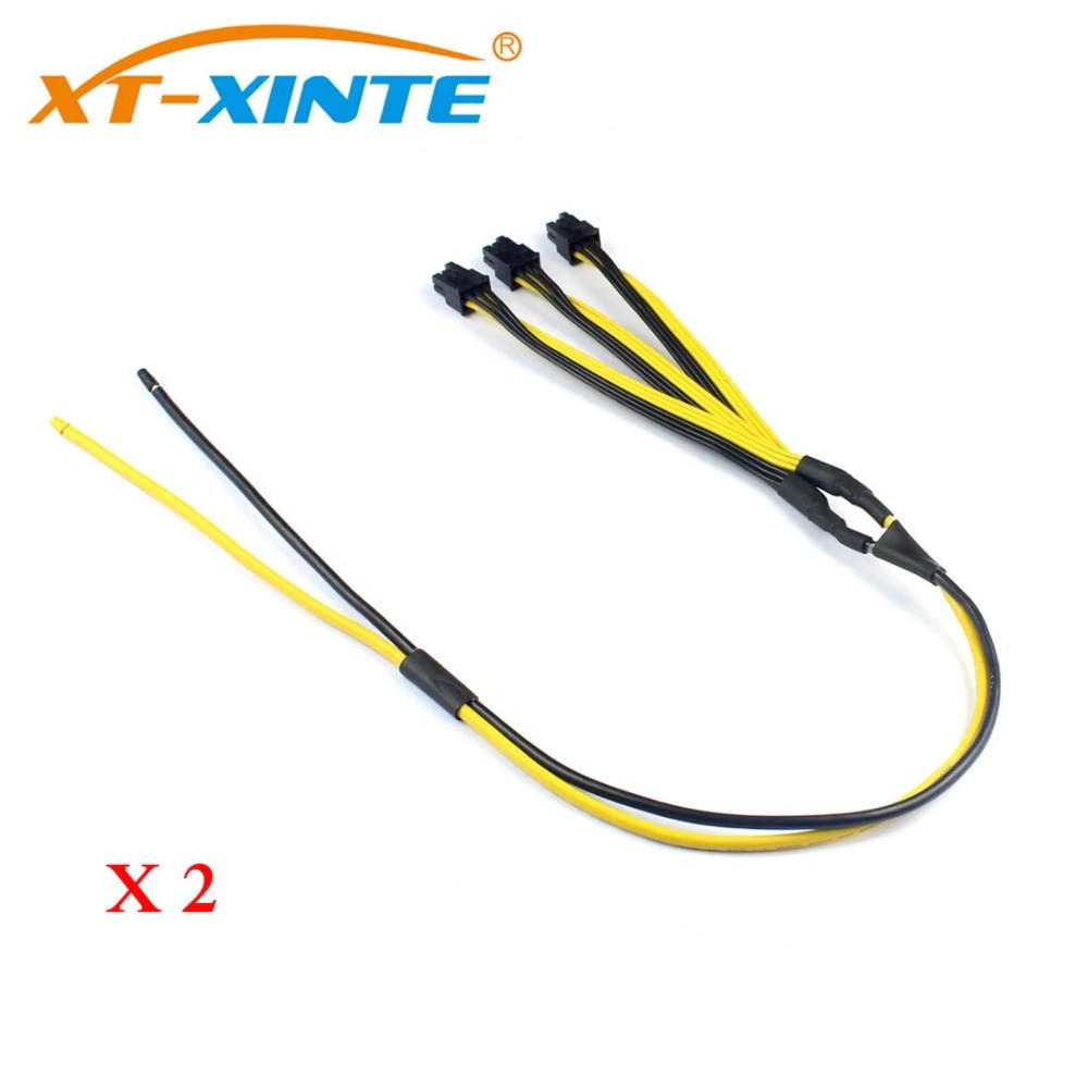 2Pcs S7/S9 to Triple 3X PCI-E PCIe PCI Express 6Pin Graphic Card Splitter Power Cable Cord for BTC miner Machine 12AWG+18AWG
