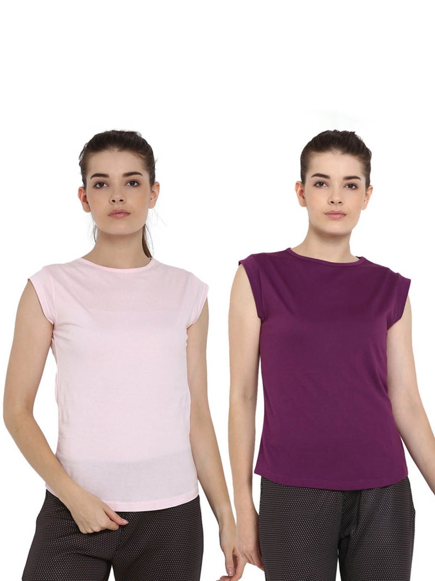Appulse Light Pink & Lilac Cotton T-Shirt - Pack of 2