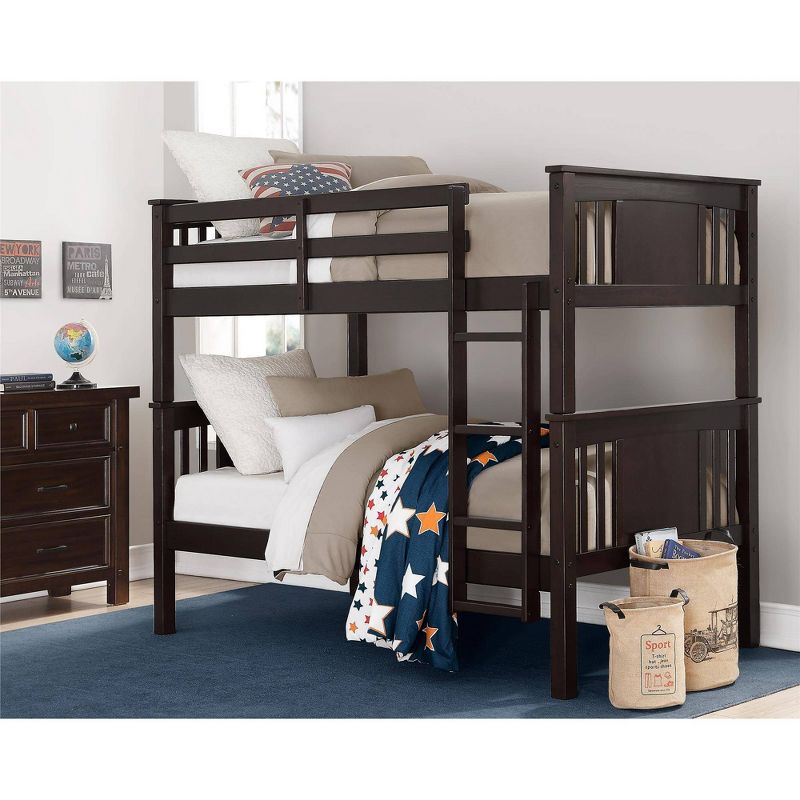 Twin Over Twin Miller Wood Bunk Bed Espresso - Dorel Living