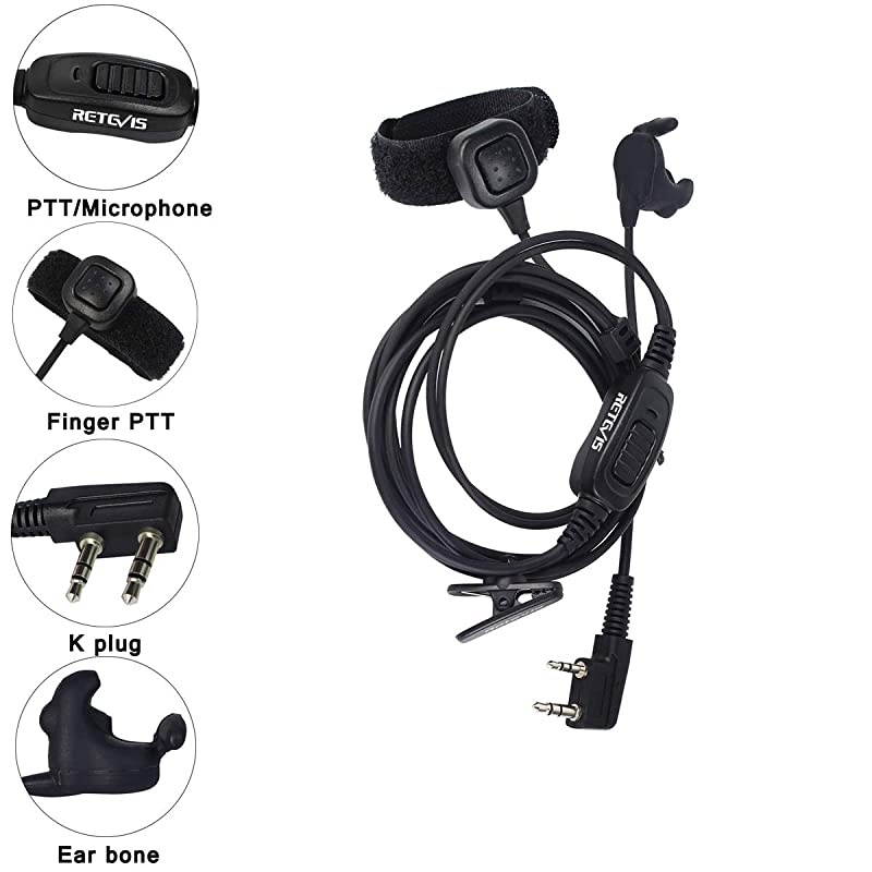 2 Way Radios Headset 2 Pin Ear Bone Vibration Tactical Helmet Earpiece for Baofeng UV5R UV82 H777 RT22 RT21 Walkie Talkie 1 Pack