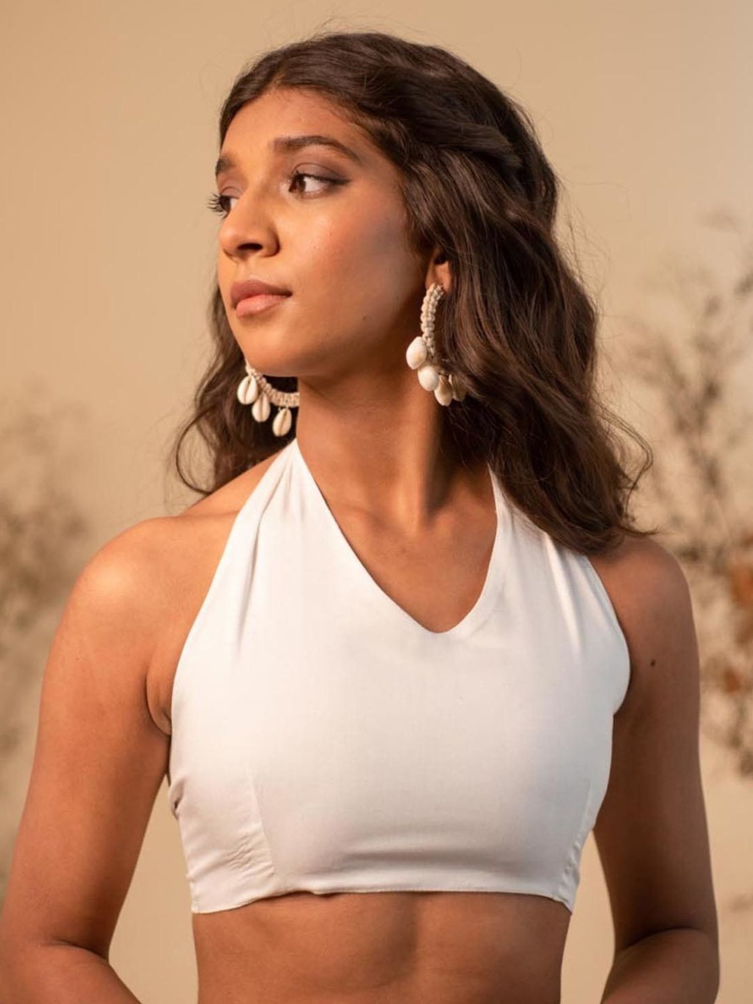 LABEL REYYA White Halter Neck Top And Tie-dye Skirt Co-ord Set (Set Of 2)