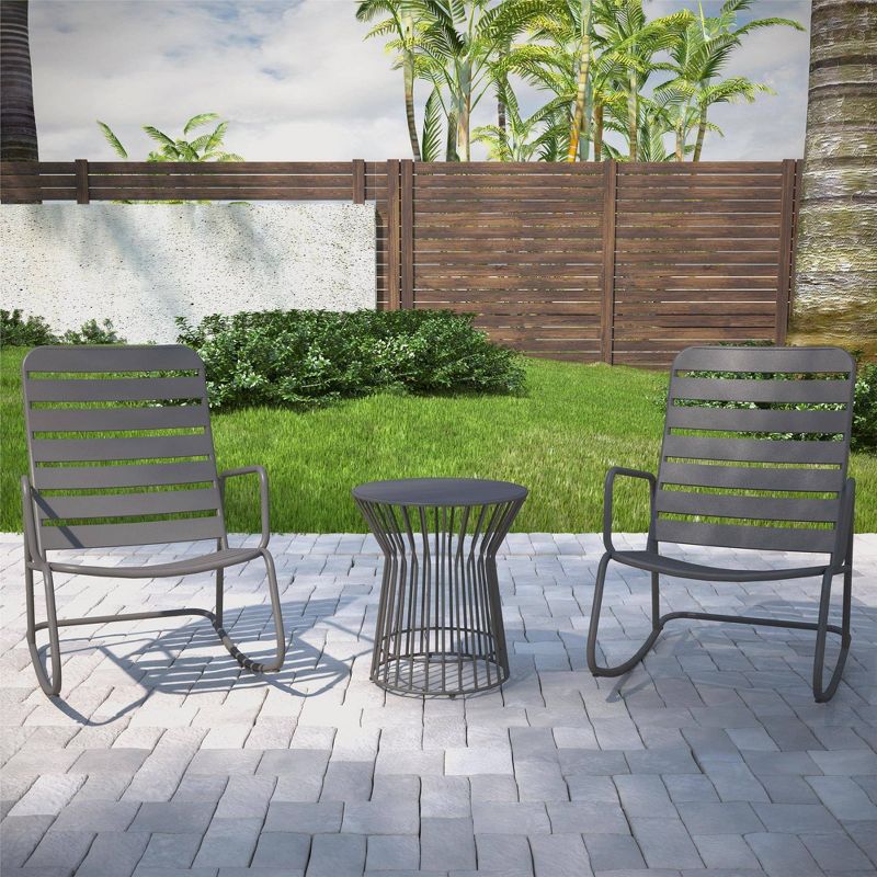 Roberta 3pc Outdoor/Indoor Rocker Set- Charcoal Gray - Novogratz