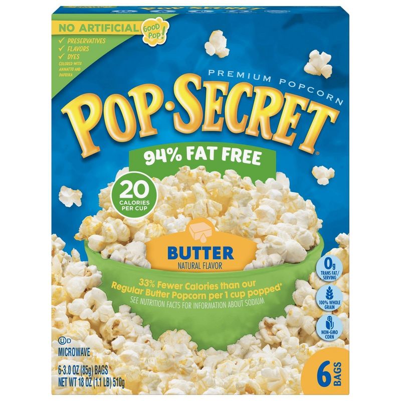 Pop Secret Butter 94% Fat Free Popcorn - 18oz/6ct