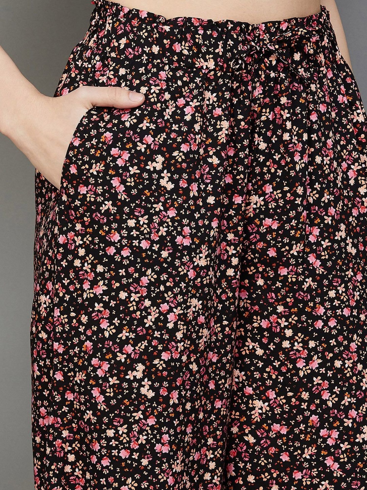 Ginger by Lifestyle Black Printed Top Pant Set