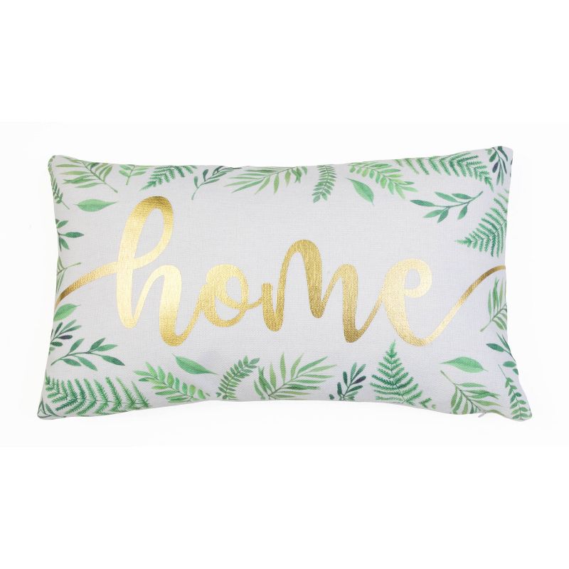 3pk Becca & Harris "Home" Botanical Pillow Set White/Green - Décor Therapy