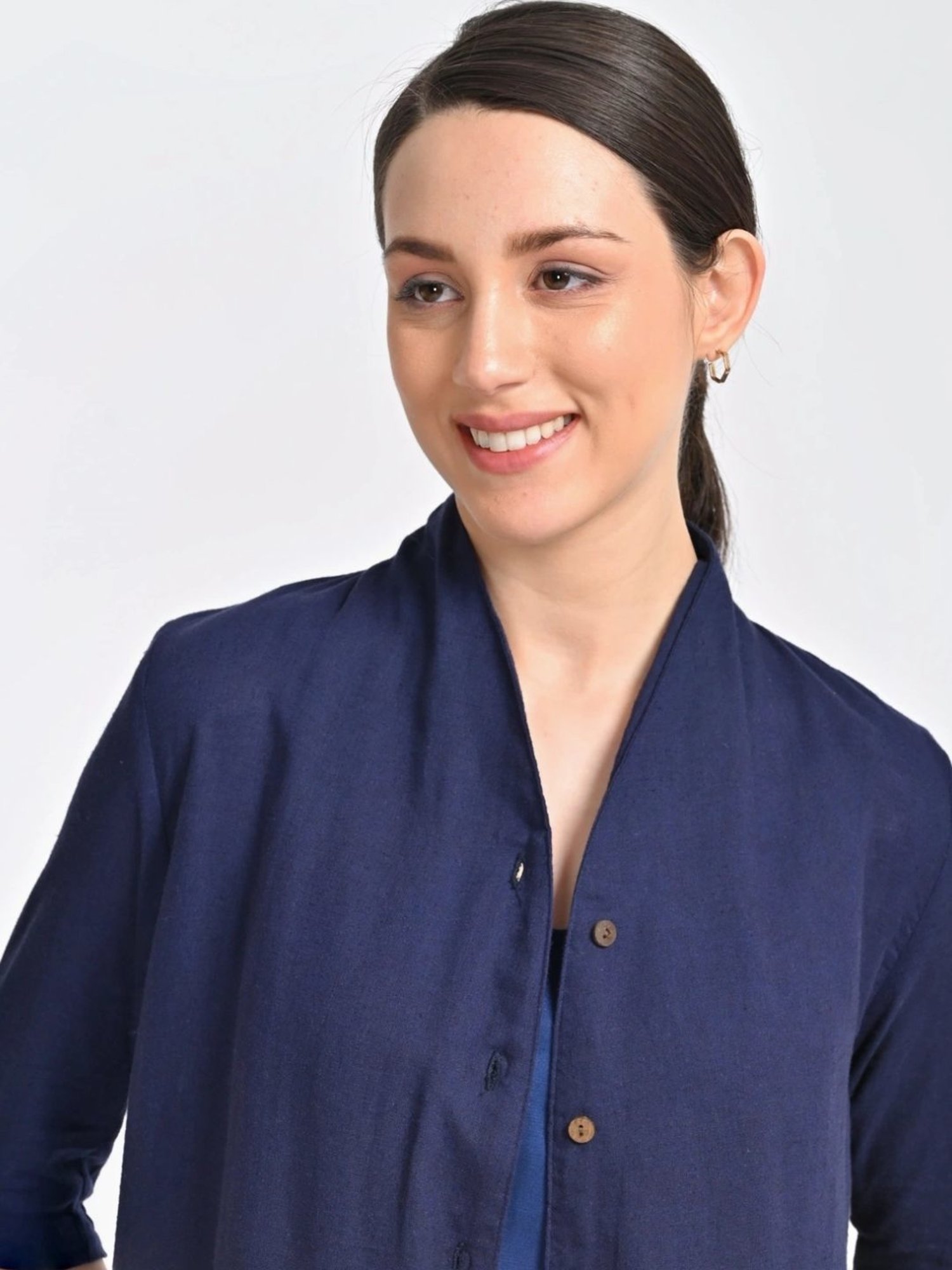 Saltpetre Navy 3 Piece Overlay Long Shirt With Top And Trousers Co-ords Set