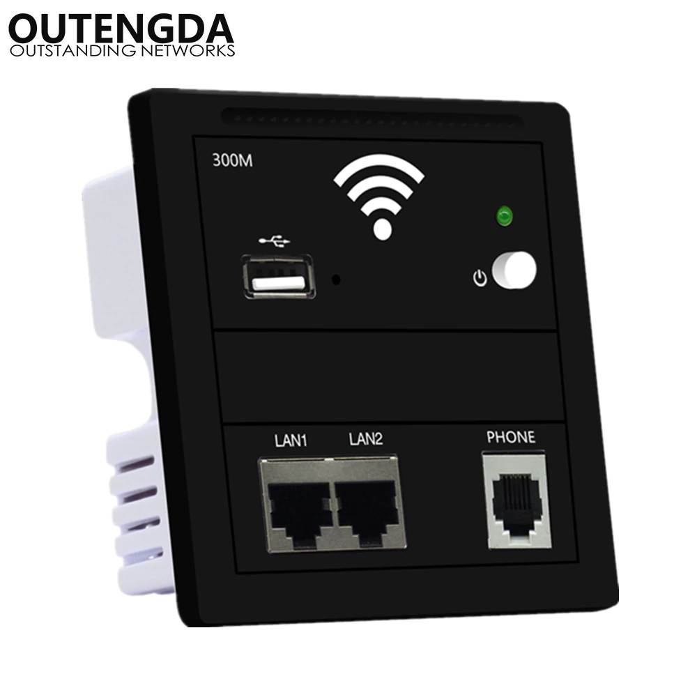 86-type 300Mbps In Wall AP Repeater smart Socket Router Access Point Wireless RJ11 220V 802.3AF PoE WiFi Extender USB Chargin