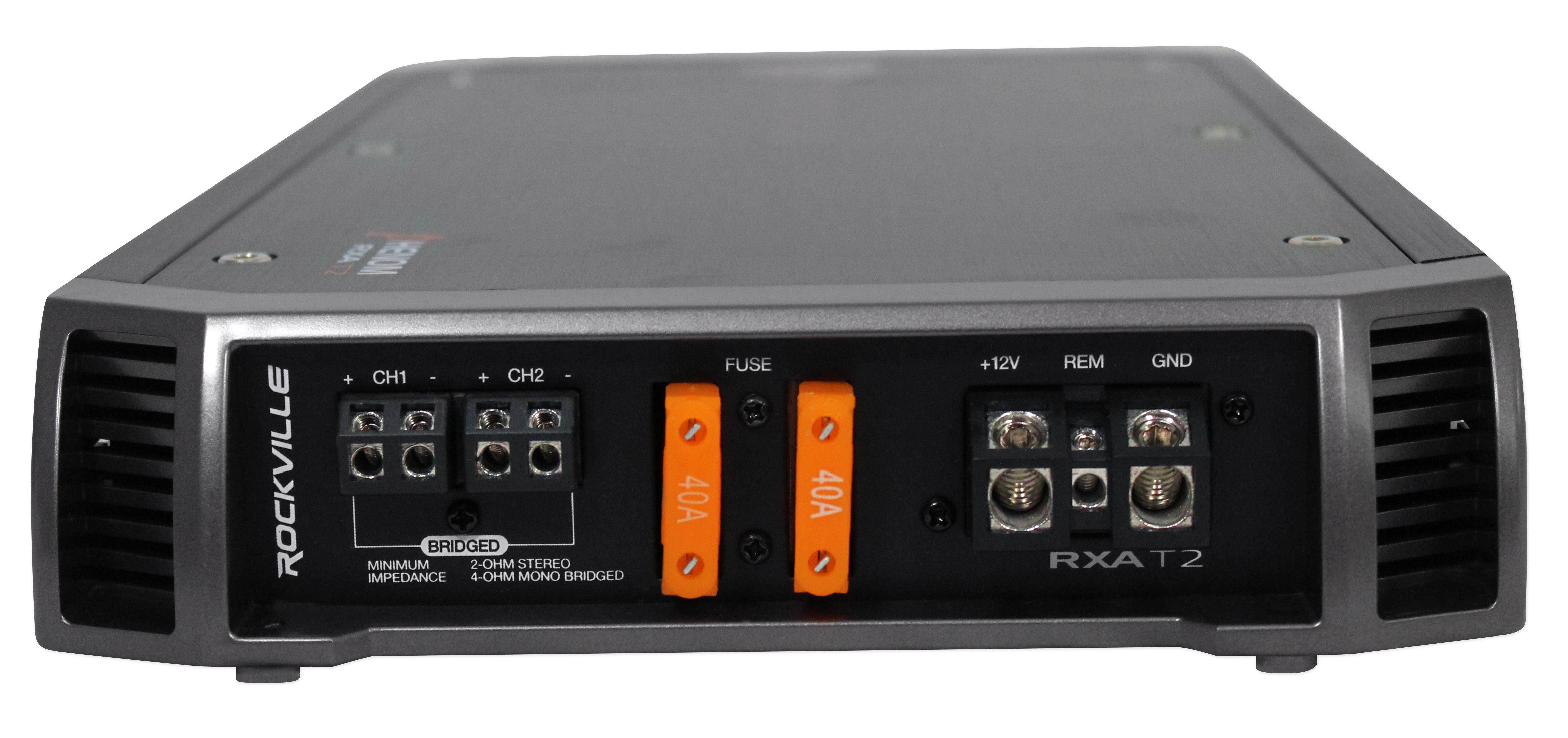 rockville rxat2 2400 watt peak/1250w rms 2channel car stereo amplifier+amp kit