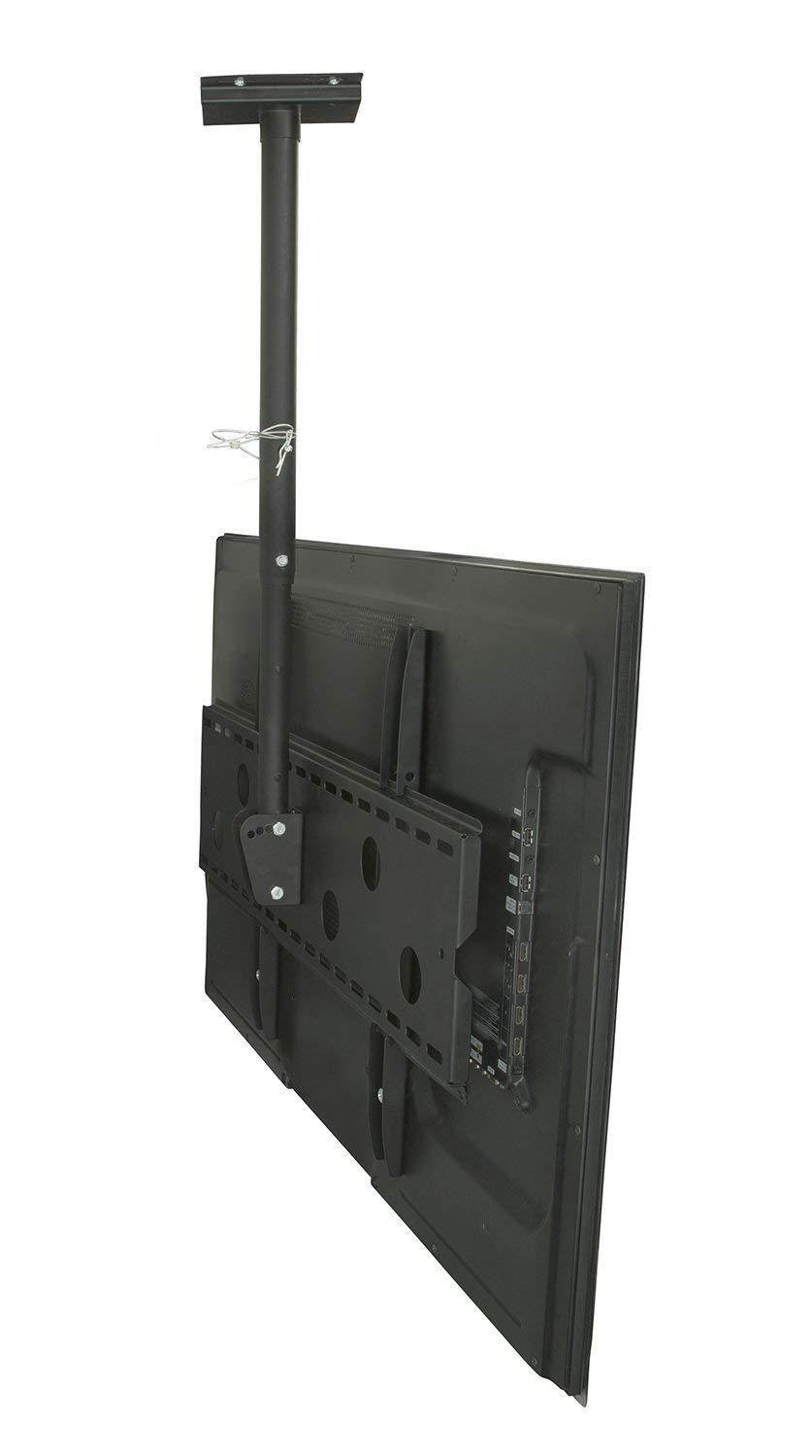 Mount-It Ceiling TV Mount For 32 37 40 42 43 50 55 60 65 70 Inch Flat Panel Televisions, Articulating Hanging Swivel TV Pole Bracket Adjustable Height 175 Pound Capacity, Black (MI-501B), Single