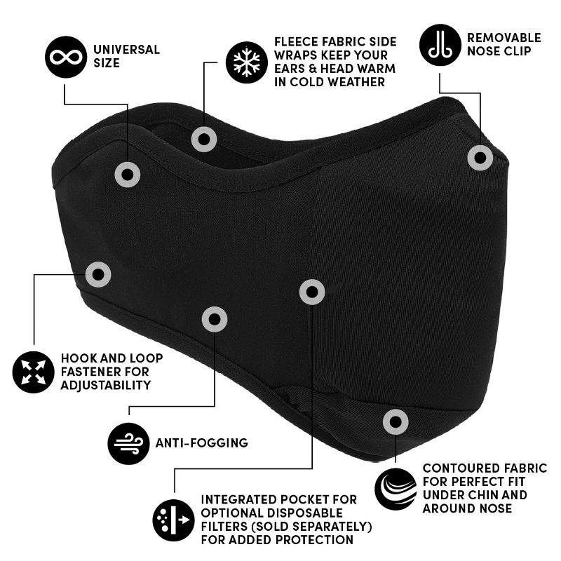 Copper Compression Infused Face Mask - Black - L/XL
