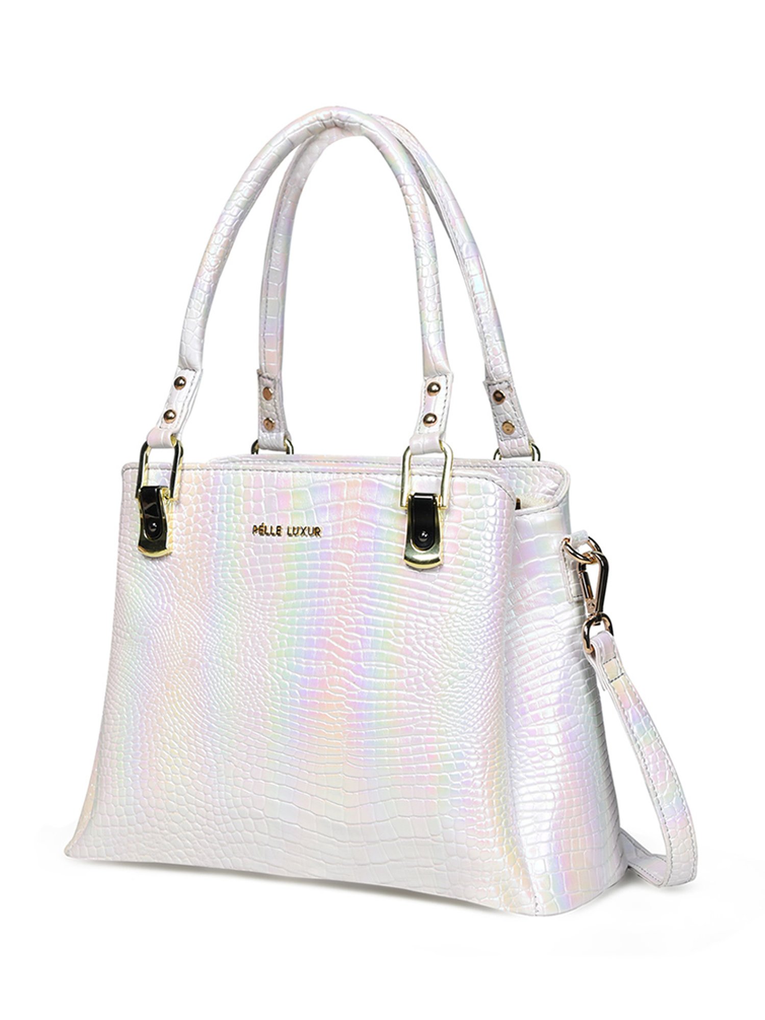PELLE LUXUR White Animal Effect Medium Satchel