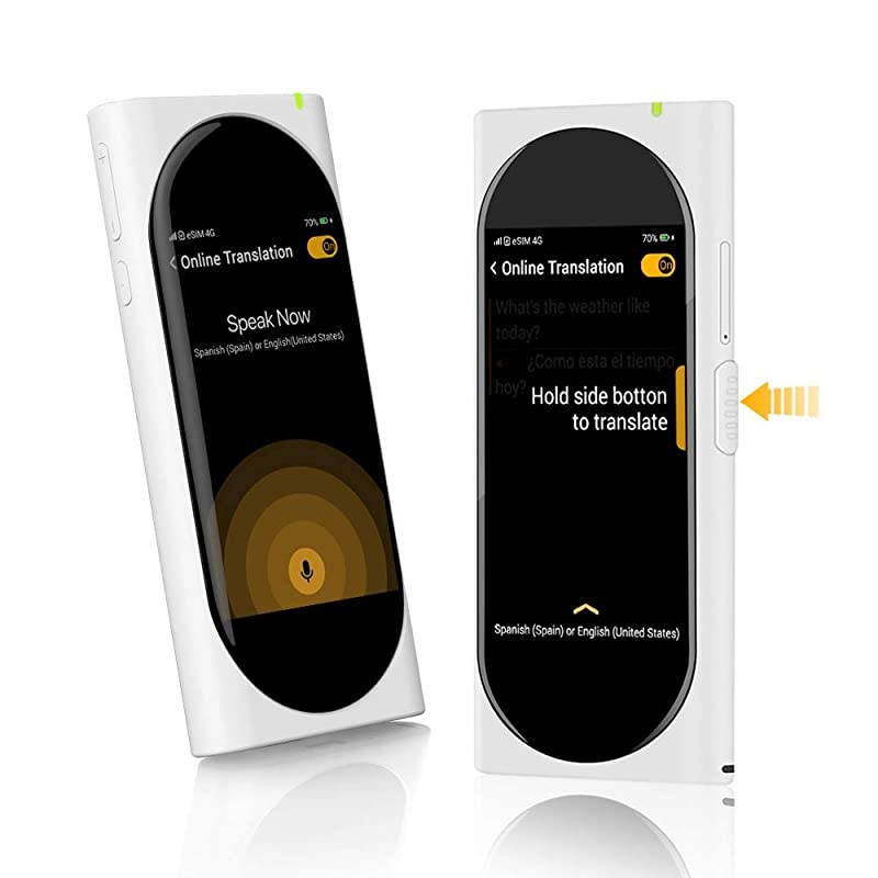 Genesis 2in1 AI Translator Device and Voice Recorder Transcriber 100+ Languages Instant TwoWay Translation and Transcription Recorder Builtin Data 31inch Retina Display White