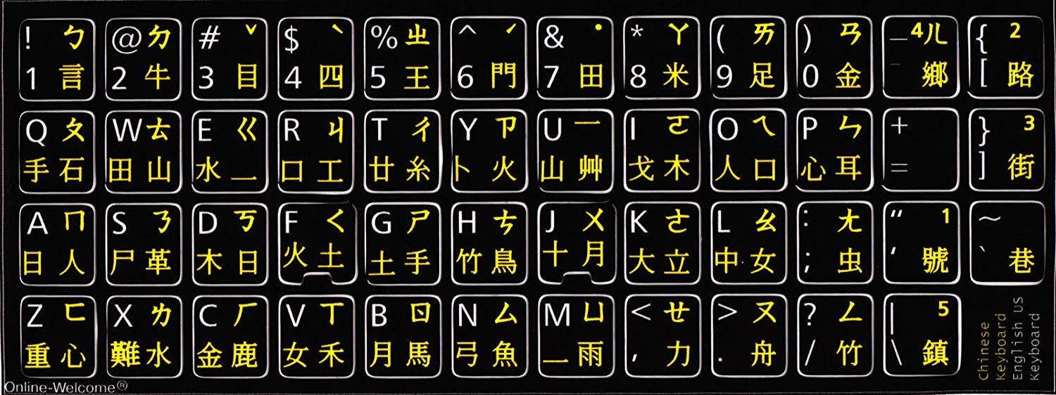 Chinese English US Keyboard Sticker Black