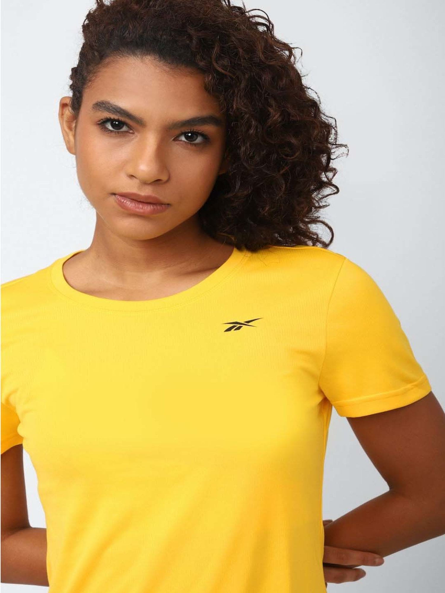 Reebok Yellow Cotton Sports T-Shirt