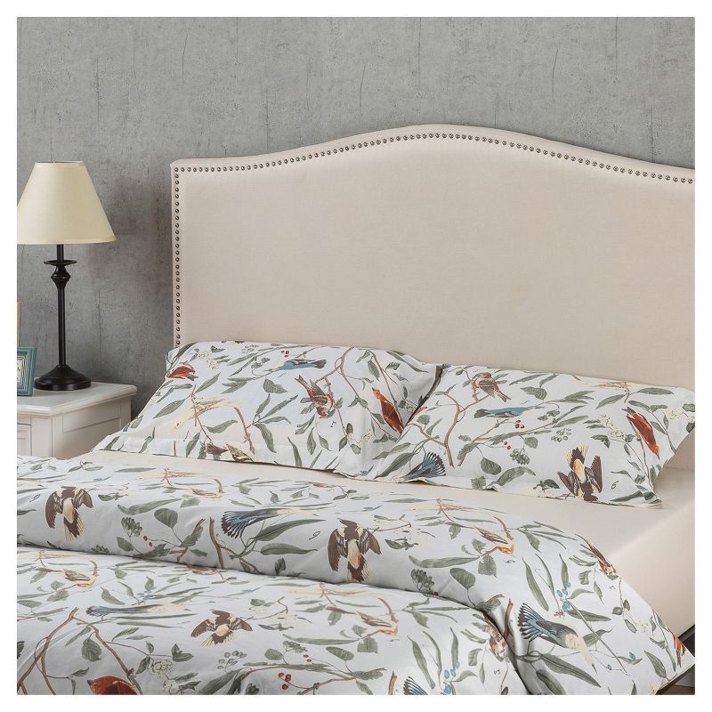 Queen Colfax Upholstered Nailhead Headboard Taupe - Zinus