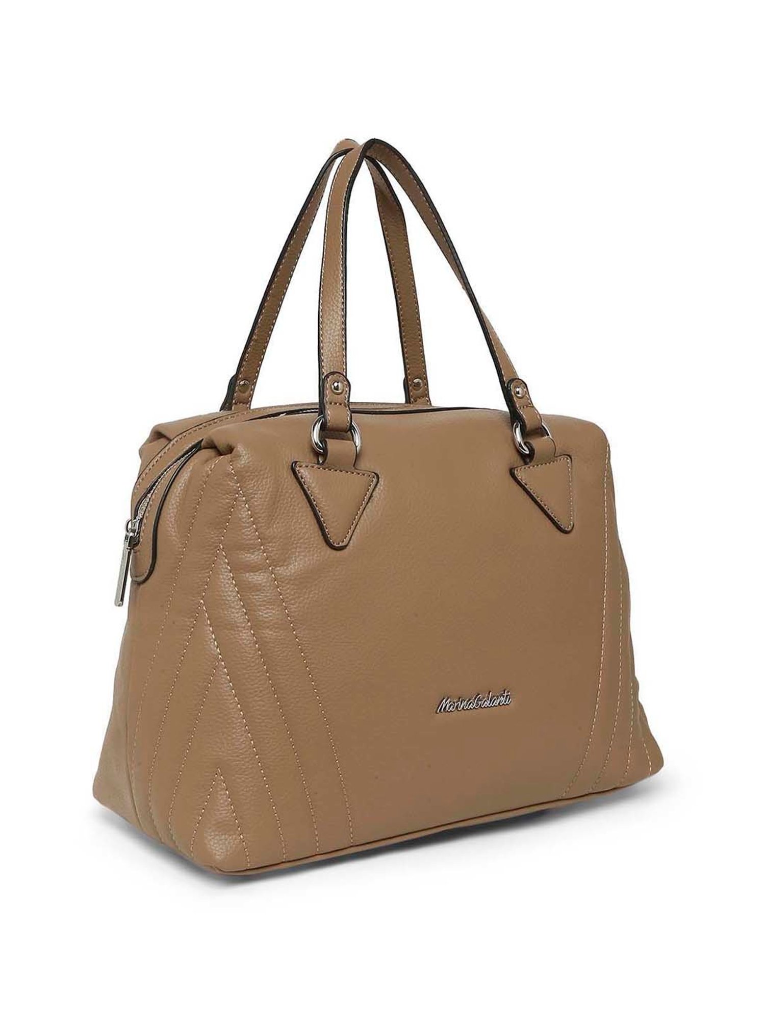 Marina Galanti Beige Textured Medium Bowler Bag