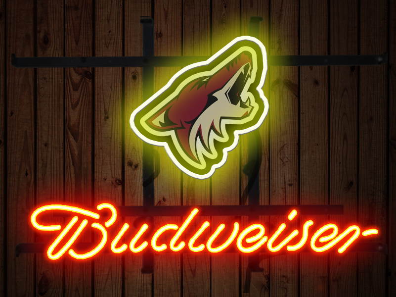 Fashion Neon Sign Budweiser Phoenix Coyotes Handcrafted Real Glass Lamp Neon Light Neon Sign Beerbar Sign Neon Beer Sign 19x15