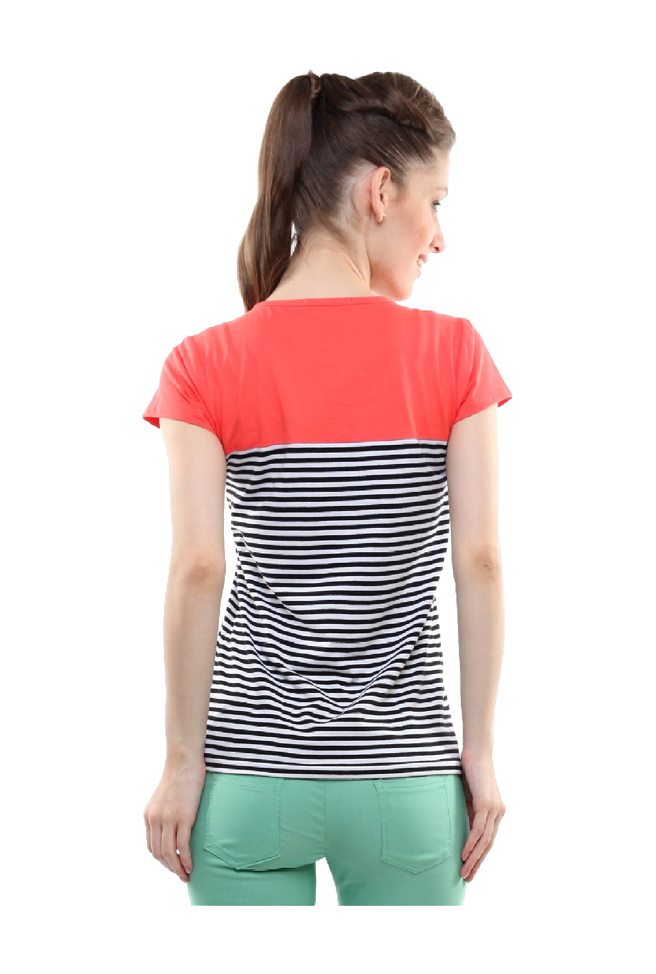 Miss Chase White Striped Cotton Top