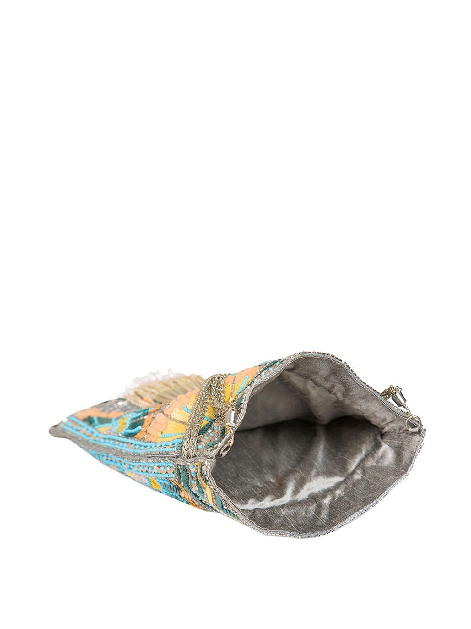 Tarini Nirula Grey & Blue Silk Potli