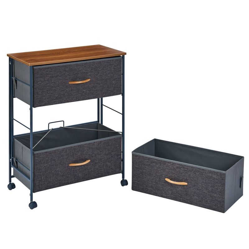 Fabric 3 Drawer Storage Dresser Chest with Caster Wheels Heather Gray - Danya B.