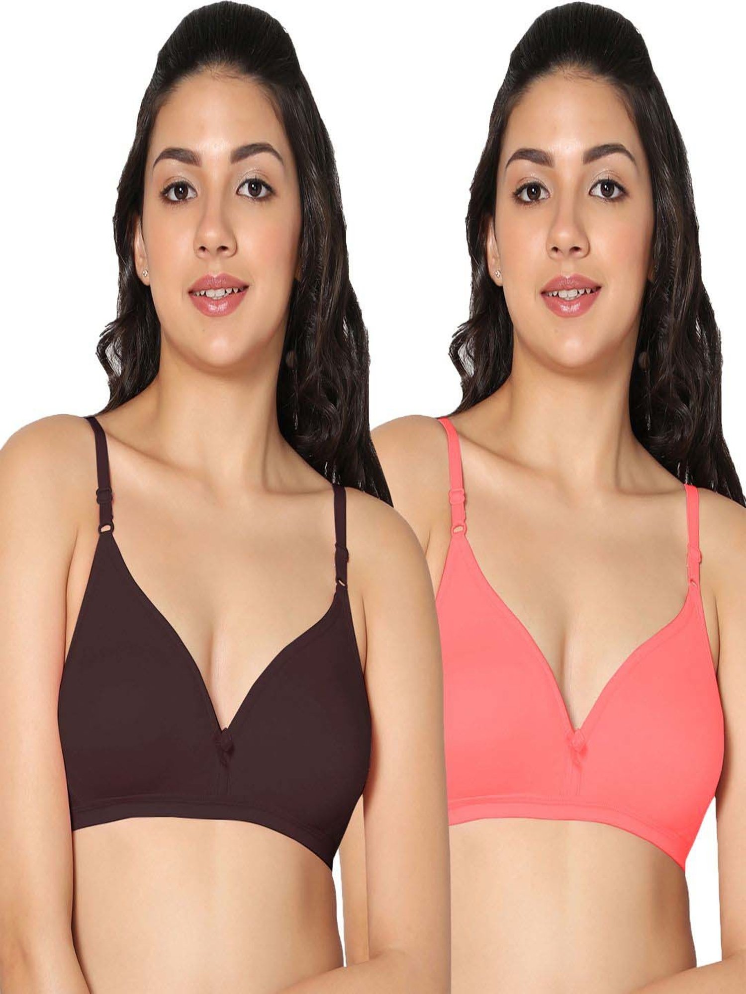 IN CARE Brown & Red Cotton T-Shirt Bras - Pack Of 2