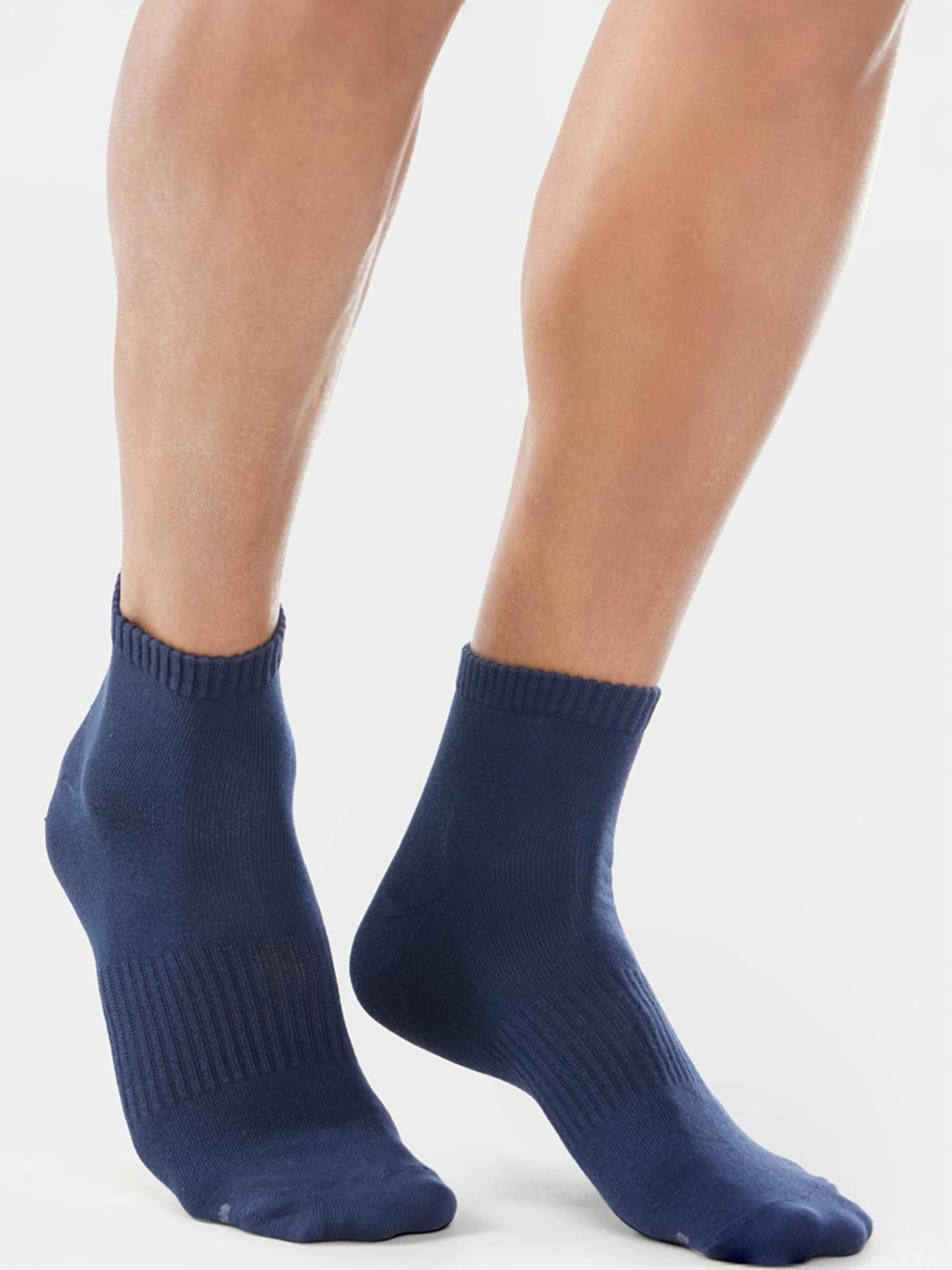 Jockey 7106 Navy & Blue Stretch Cotton Ankle Length Socks with Stay Fresh Treatment - Pack of 2