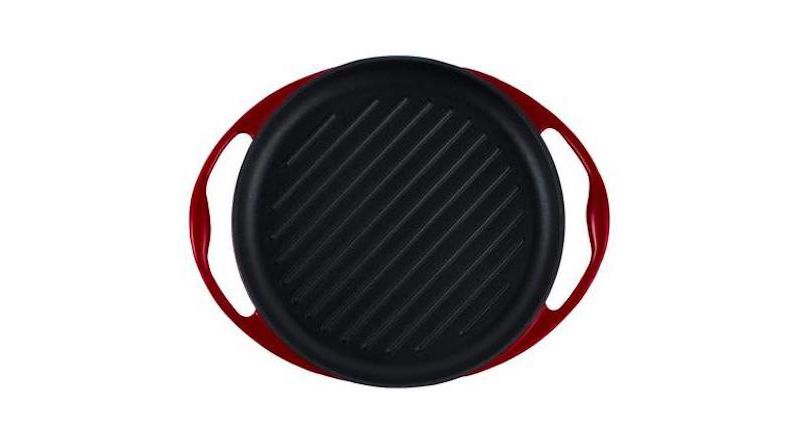 Cuisine & Company 10" Enameled Cast Iron Round Grill Pan Red