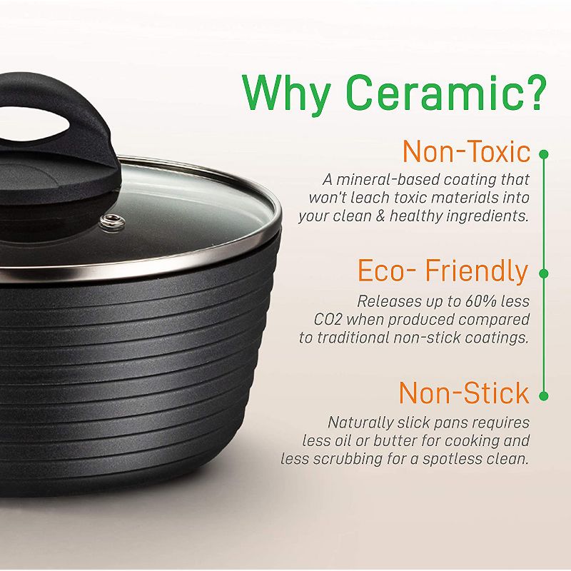 NutriChef Metallic Ridge Line Nonstick Cooking Kitchen Cookware Pots and Pan Set with with Lids and Utensils, 12 Piece Set, Gray