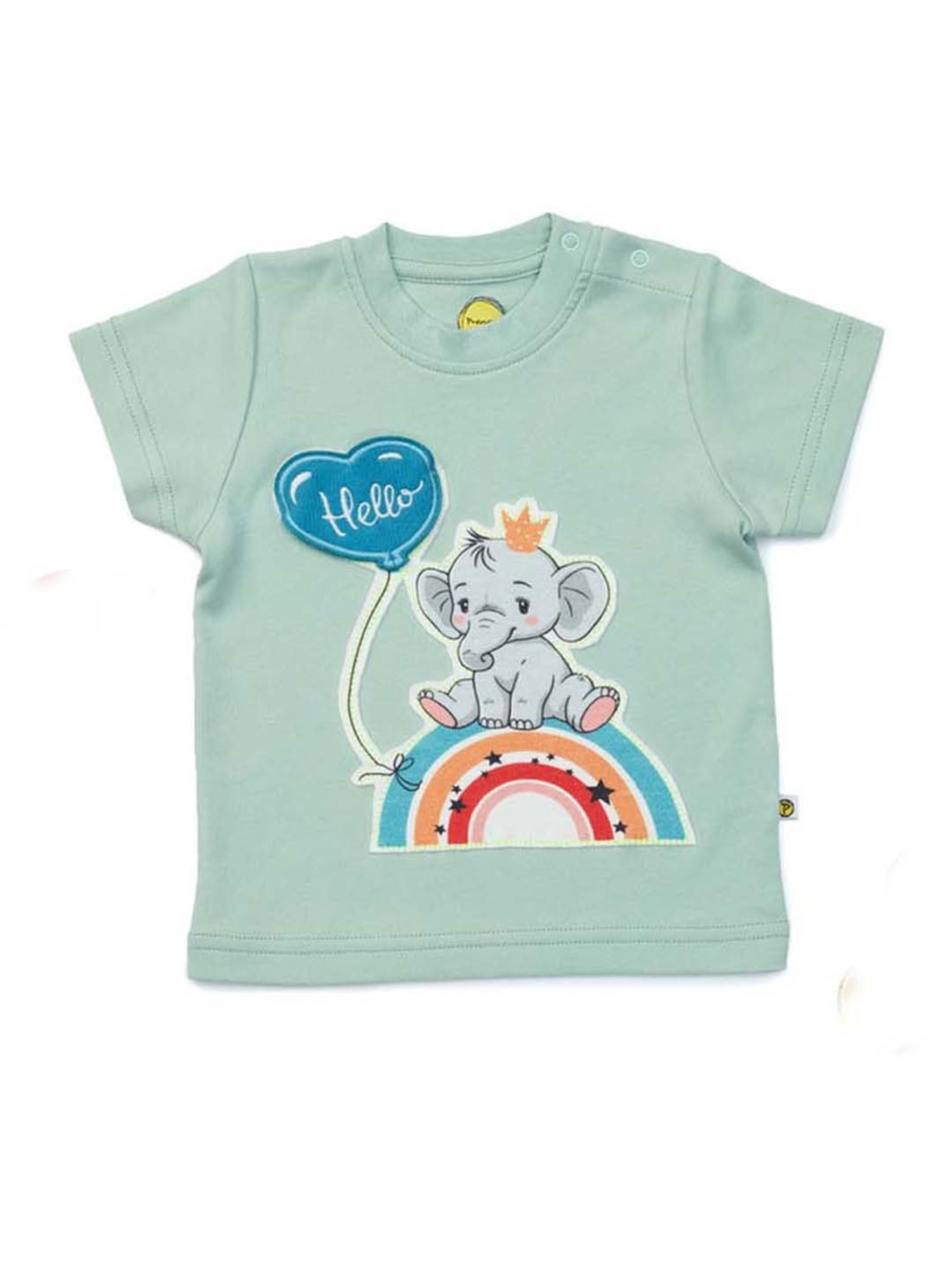 Pranava Kids Green & White Printed T-Shirt (Pack of 2)