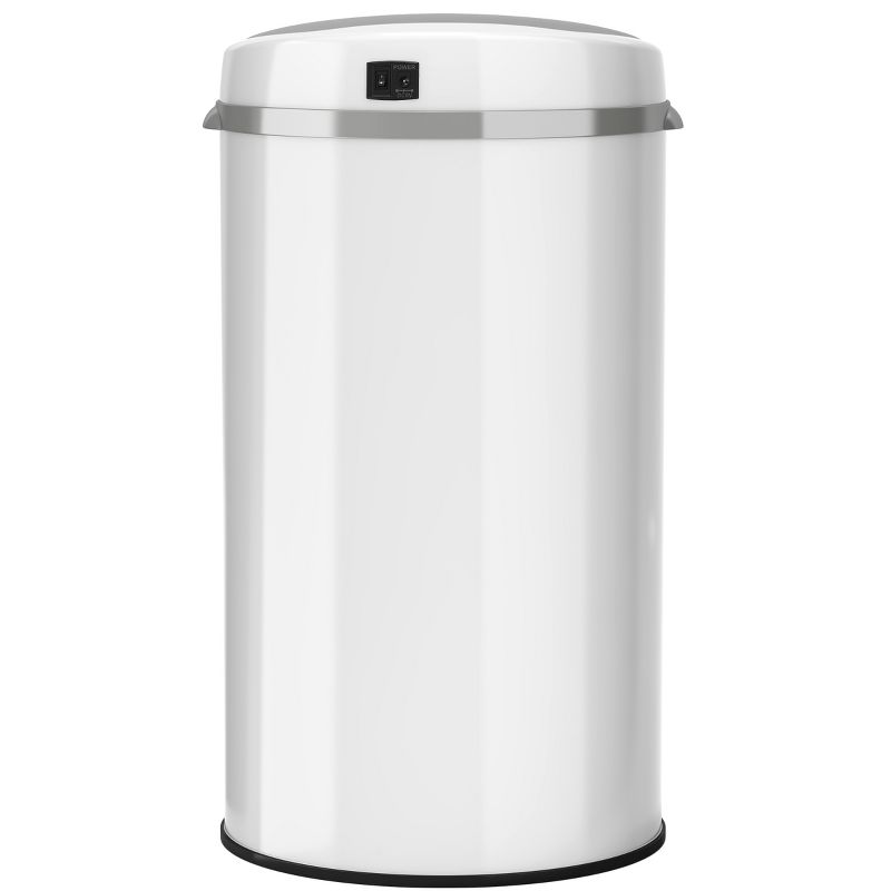 iTouchless Sensor Kitchen Trash Can with AbsorbX Odor Filter Round 8 Gallon White Stainless Steel
