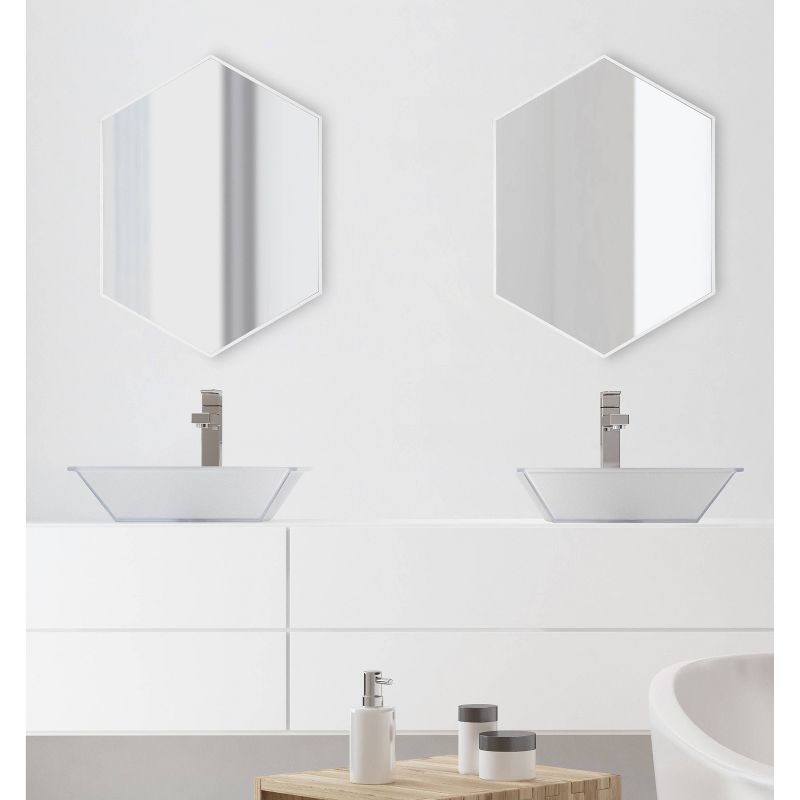 22" x 31" Rhodes Hexagon Wall Mirror White - Kate & Laurel All Things Decor