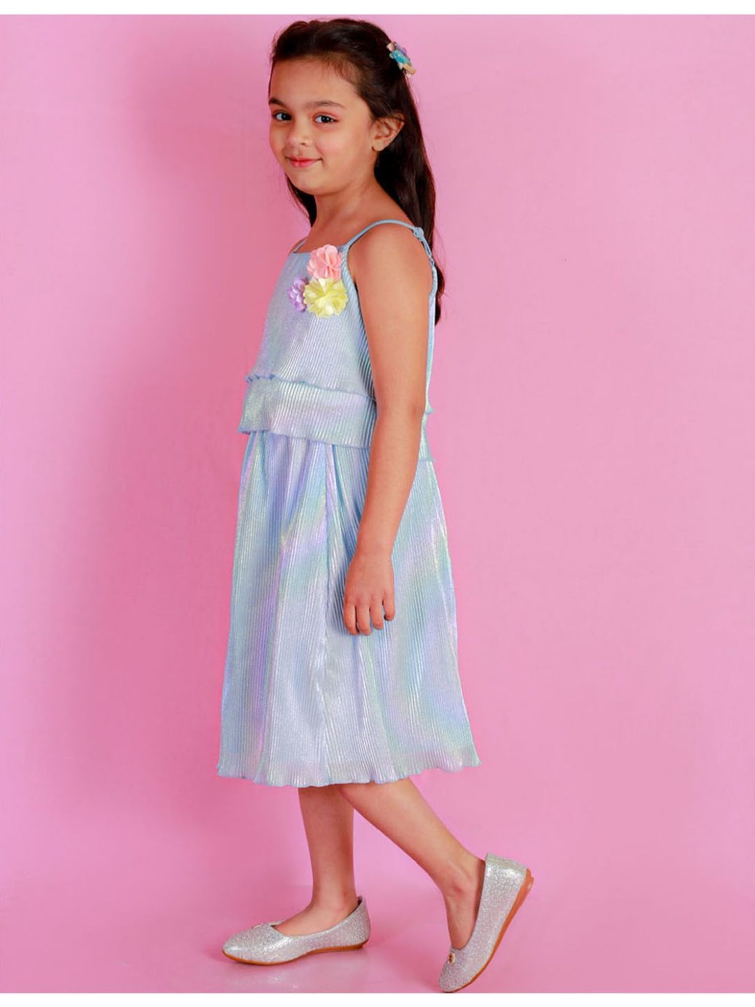 Lil Drama Kids Light Blue Applique Top with Skirt