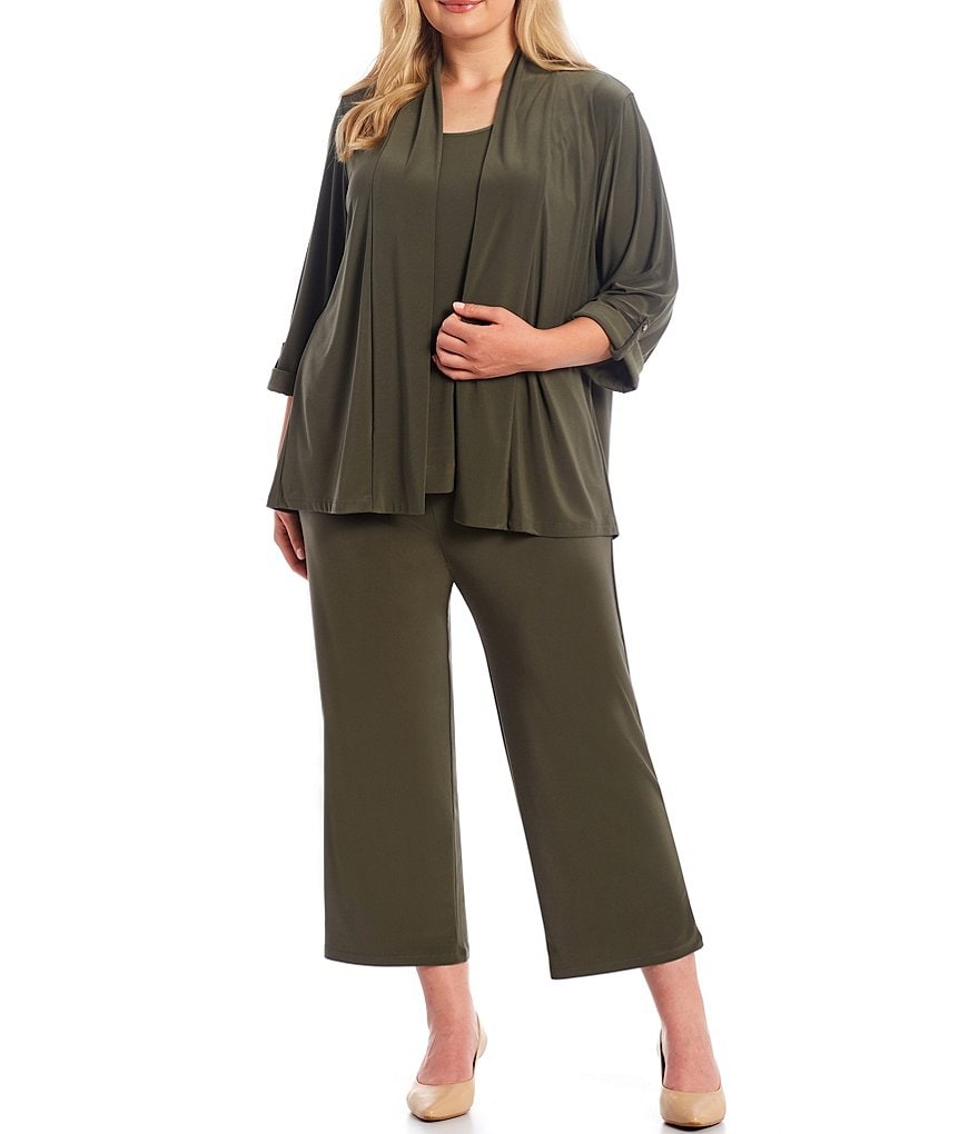Investments Plus Size Soft Separates Pull-On Crop Pants