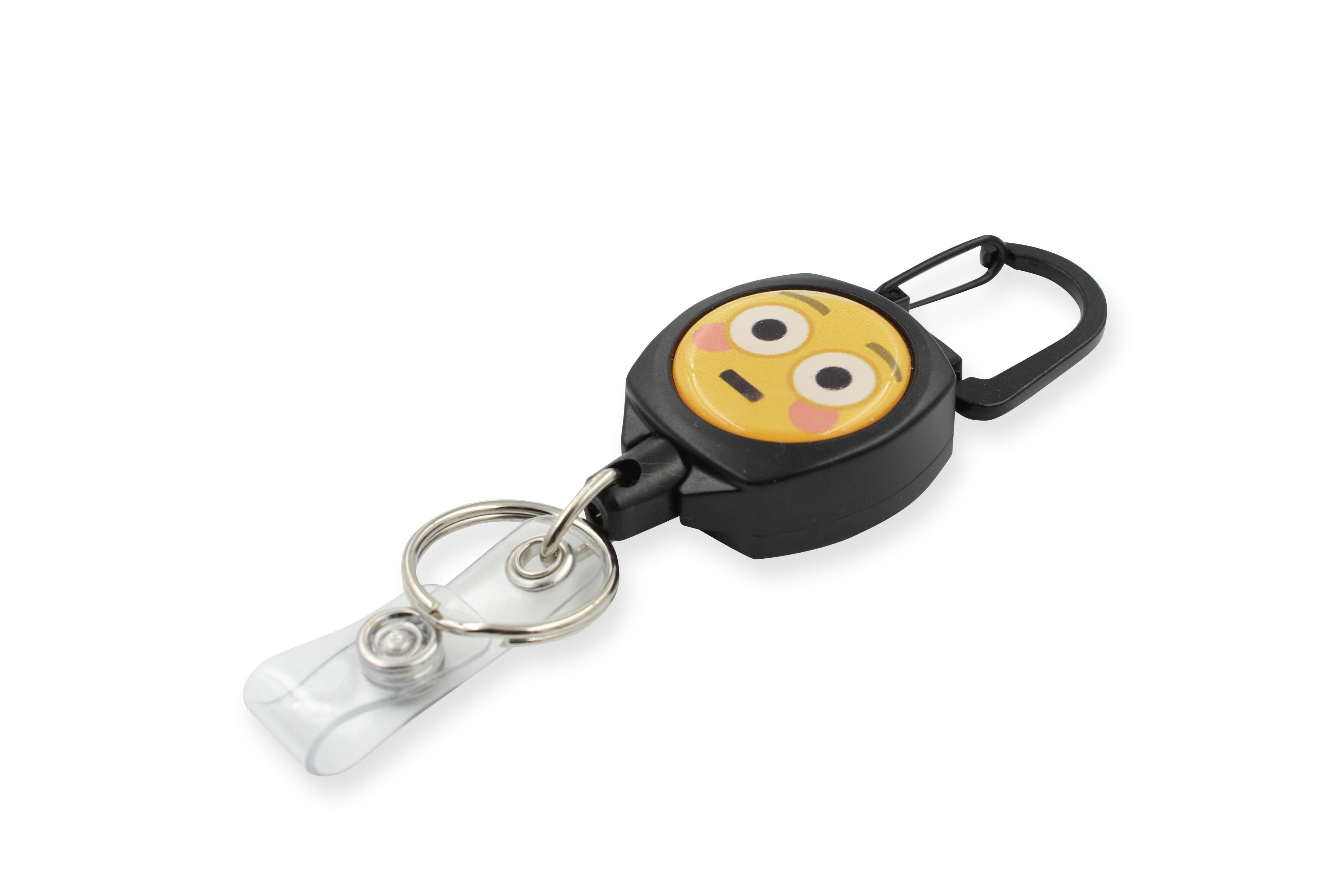 Rel Amigo Retractable I.D. Badge Reel & Key Holder - Emoji (Confused Face)