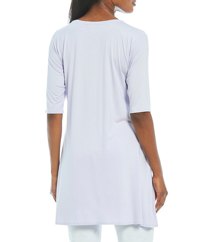Eileen Fisher Jersey Elbow Sleeve Scoop Neck Tunic