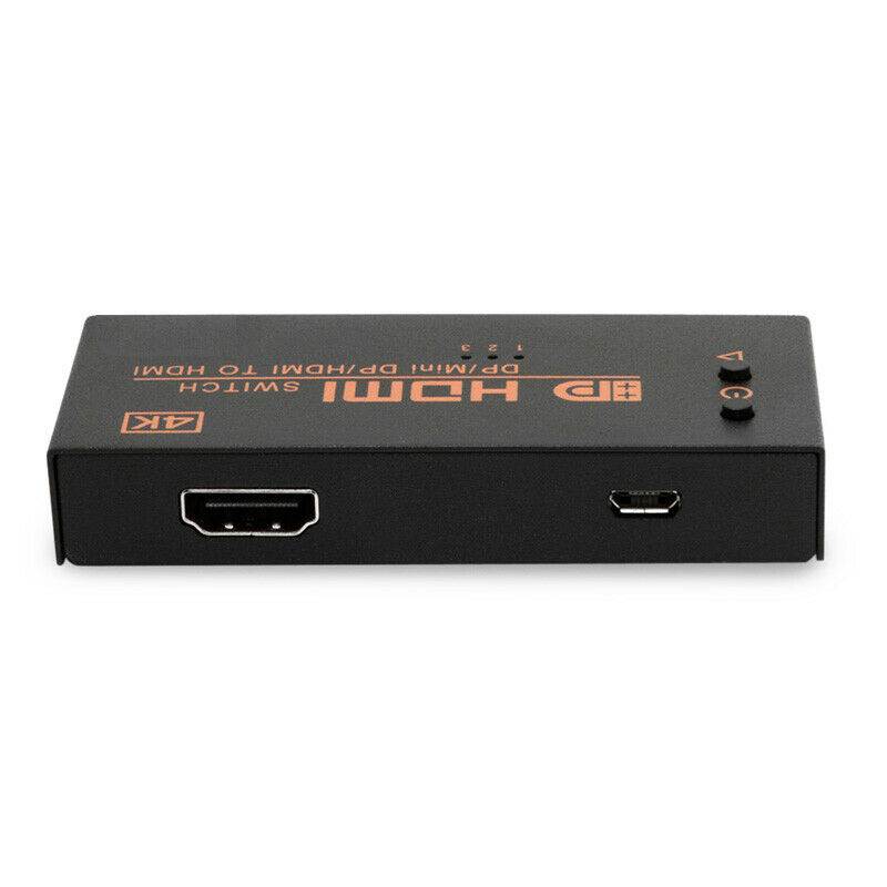 DP / HDMI / Mini Displayport to HDMI Output Switch Selector 3 In 1 Out 4K x 2K