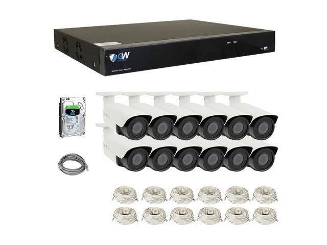 GW 16 Channel H.265 4K NVR 5-Megapixel (2592 x 1520) 4X Optical Zoom Network Video Security System, 16pcs 5MP 1920p 2.8-12mm Motorized Zoom POE Weatherproof Bullet IP Cameras, 120ft Night Vision