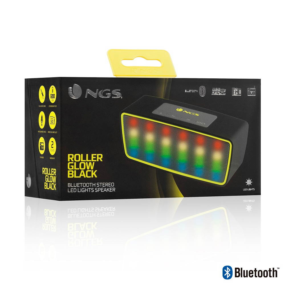 NGS 3W Roller Glow Black Bluetooth Speaker Model ROLLERGLOWBLACK